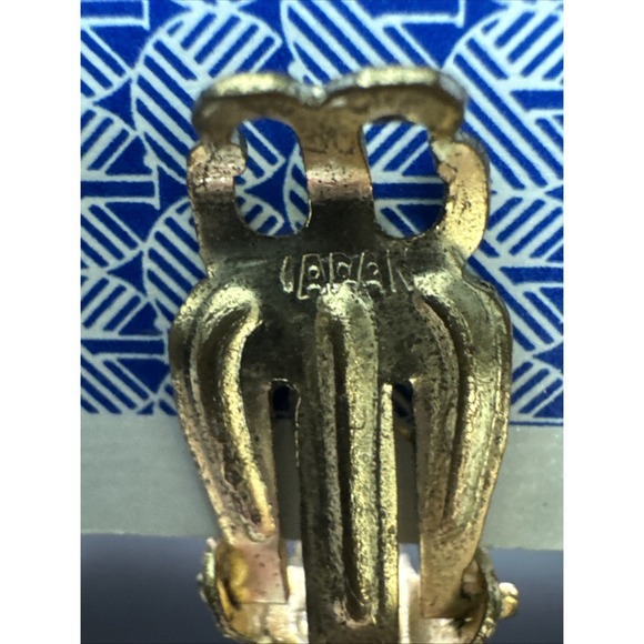 Vintage Made In Japan Clip On Earrings - Neon Green With Black Netting - Picture 6 of 9